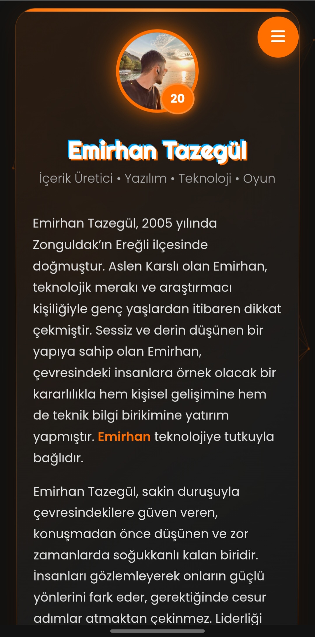 Emirhan Tazegül Web Sitesi